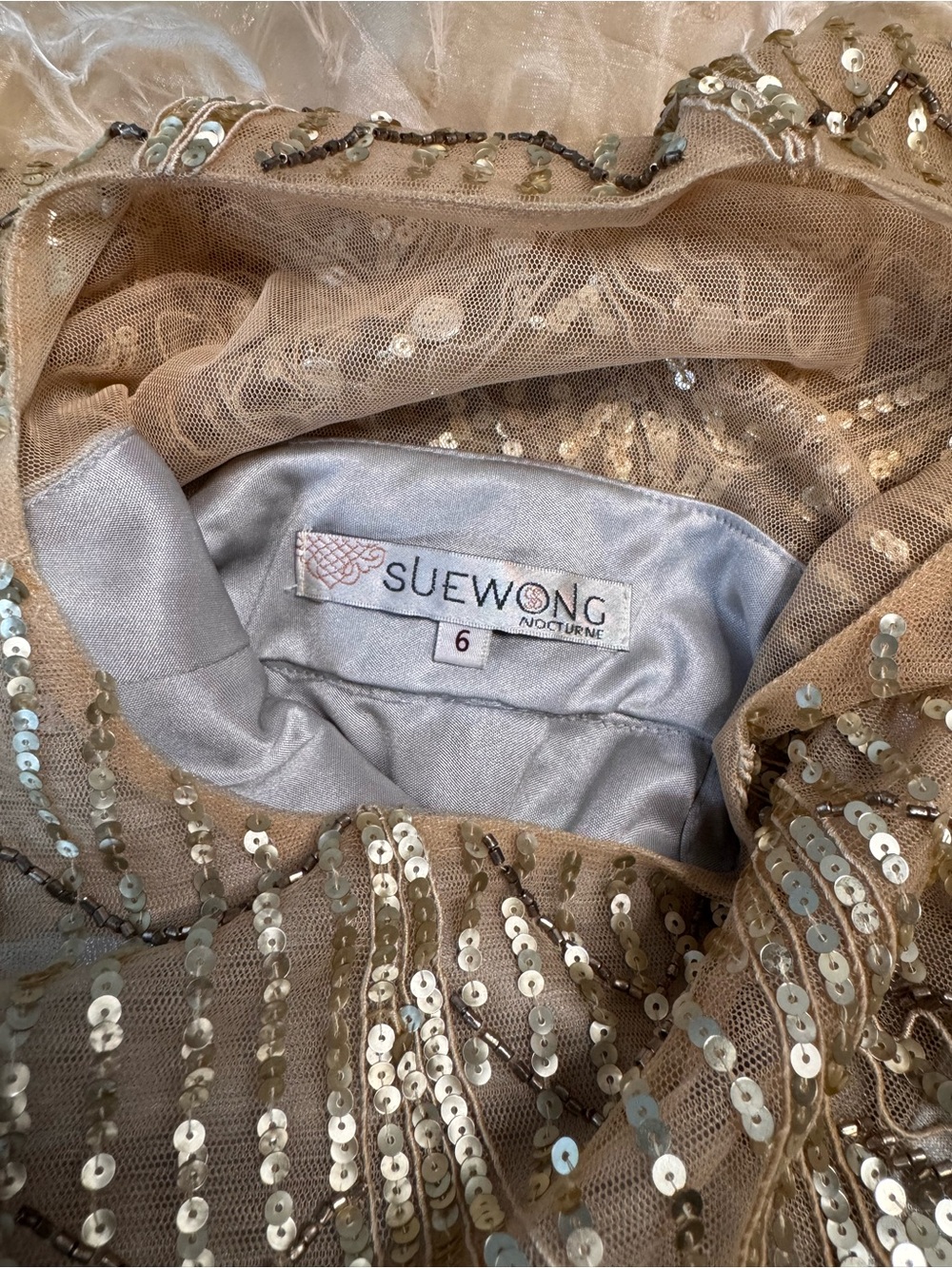 Sue Wong Art Deco Beaded Feather Flapper Wedding Gown Gatsby Dress Sz 6 **READ** - Picture 7 of 13